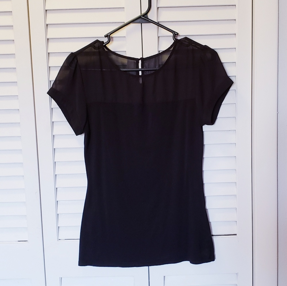 Black express top with sheer shoulders size small